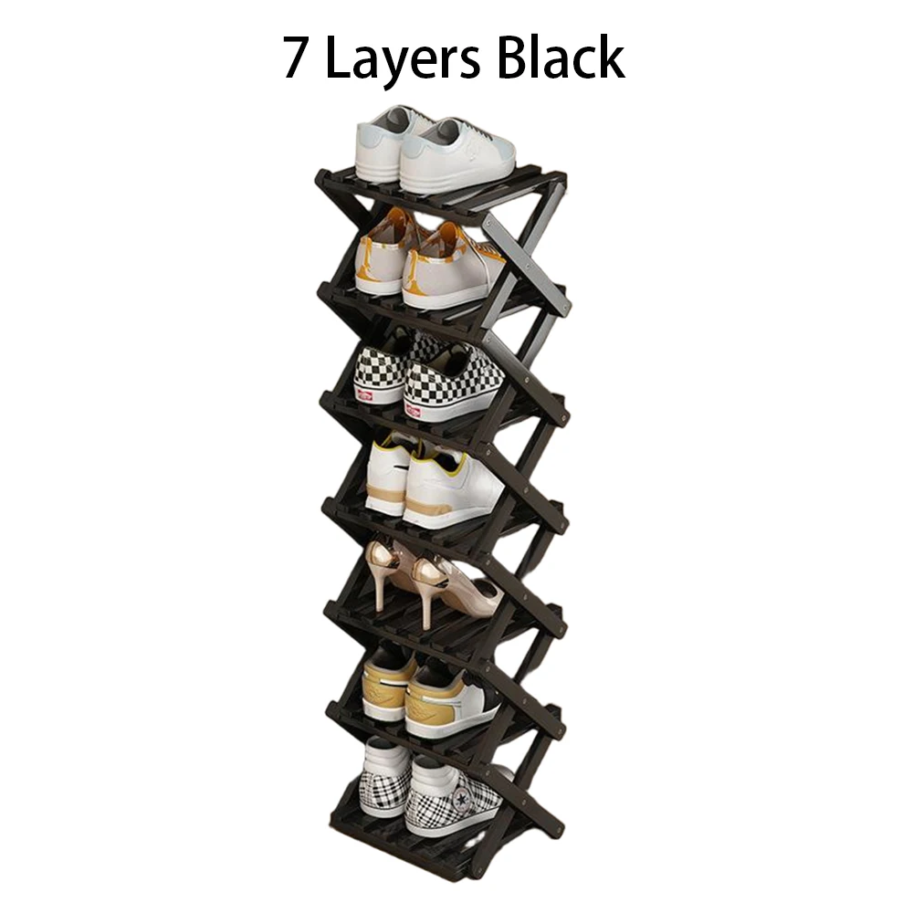 Shoe Rack Bamboo Foldable Storage Shoe Rack Multifunctional Shoe Racks Free Standing Rack - Image 10