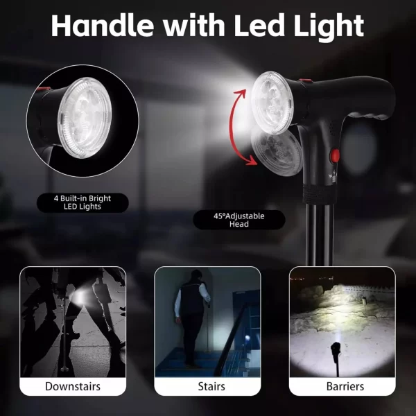 Collapsible Telescopic Folding Cane Elder Cane LED Walking Trusty Sticks Elder Crutches - Image 14