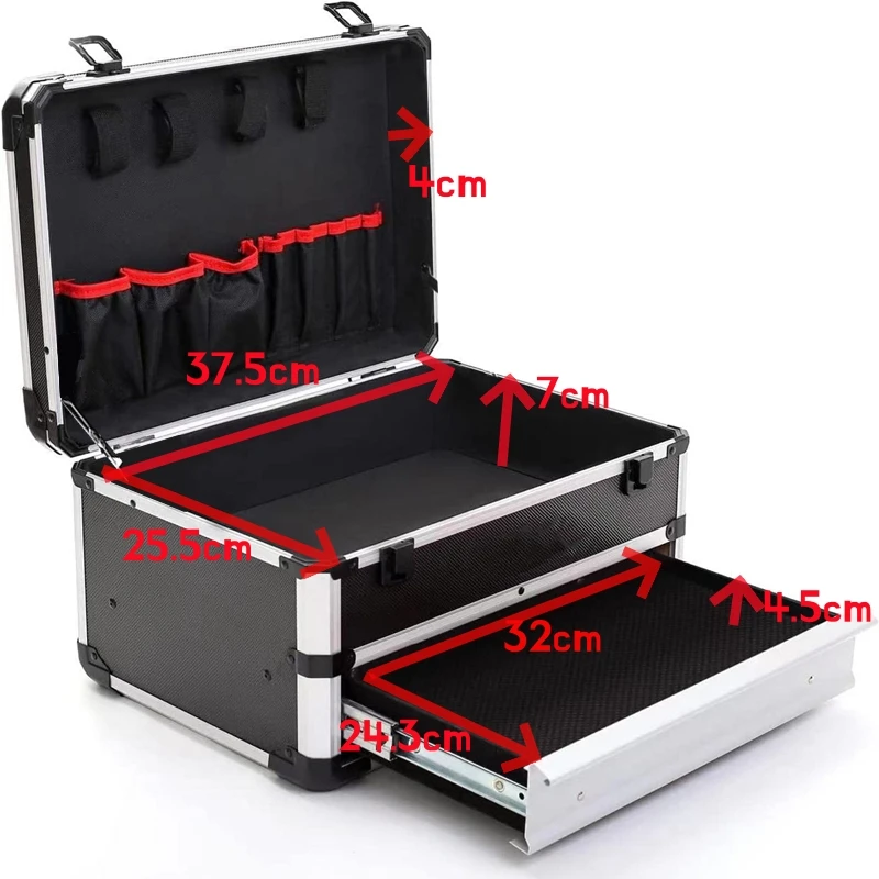 Electric Toolbox Aluminum Case Reinforced Tool Box Organizer Box Large Drawer Tools Storage Case For tools - Image 10