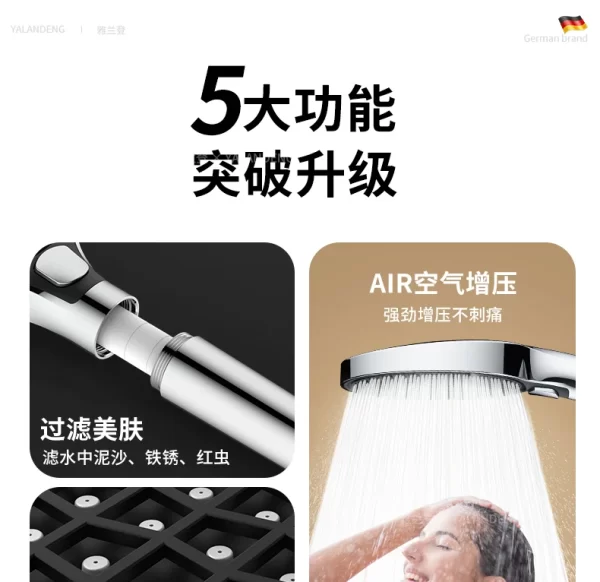 15CM Big Panel High Pressure Shower Head With Filter 3 Modes Large Flow Spray Nozzle Rainfall Shower - Image 24