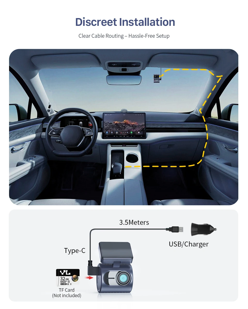 2K KAWA MINI 3 Pro Cameras for Car DVR Tiny Dash Cam 24 Parking Auto Video Recorder WiFi APP Voice Control Car dashcam - Image 18