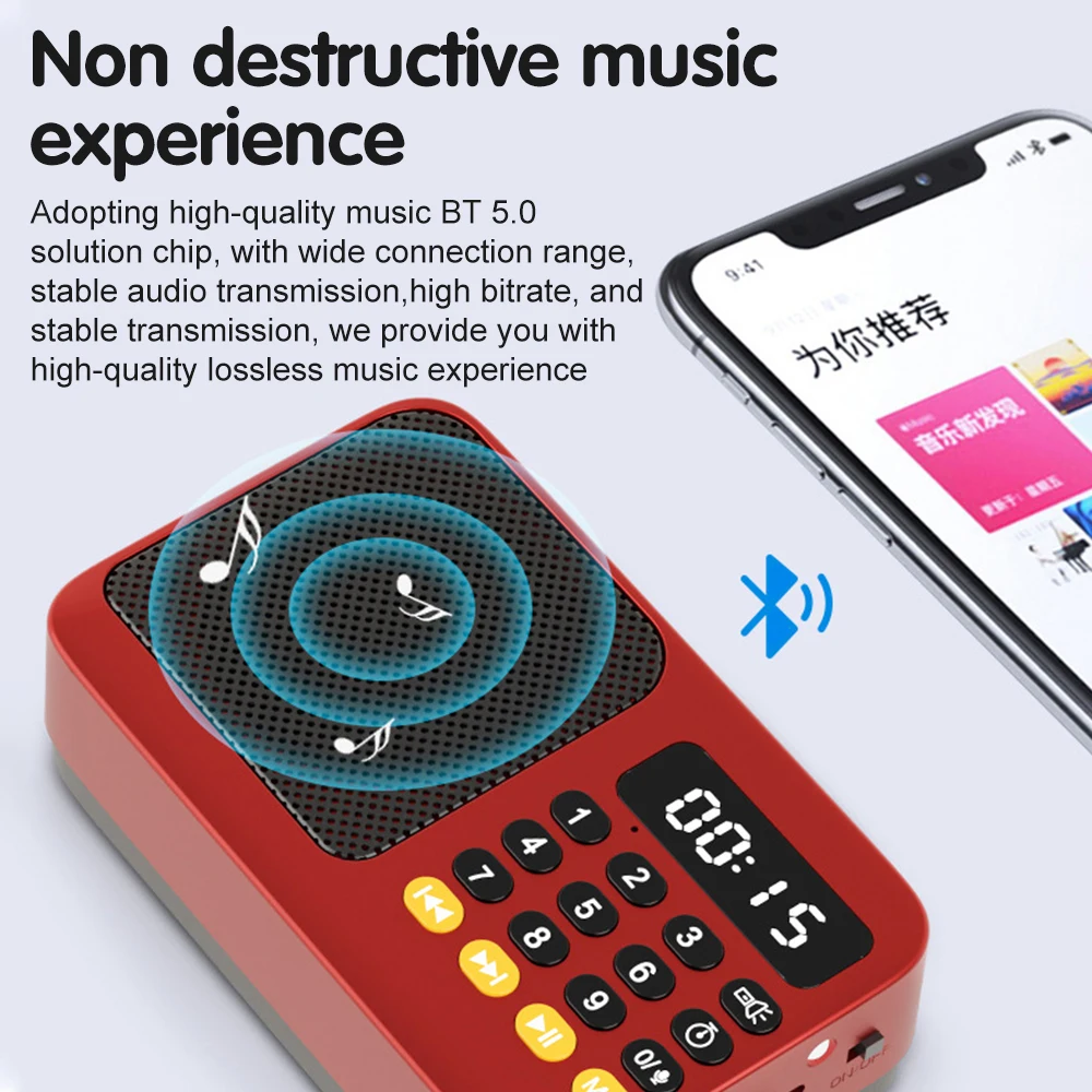 Portable Radio Music Player Handheld Rechargeable Digital FM USB TF MP3 Player Speaker - Image 3