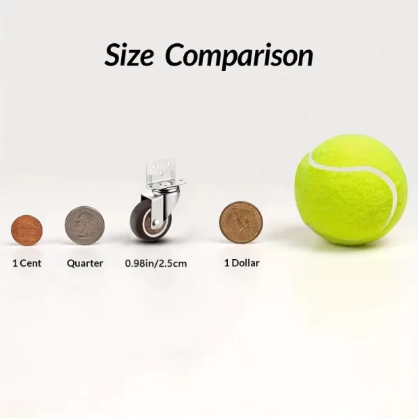 4 Pcs L-Shaped Side Mount Caster Wheels, Soft Rubber Castors Swivel Caster Wheels - Image 10
