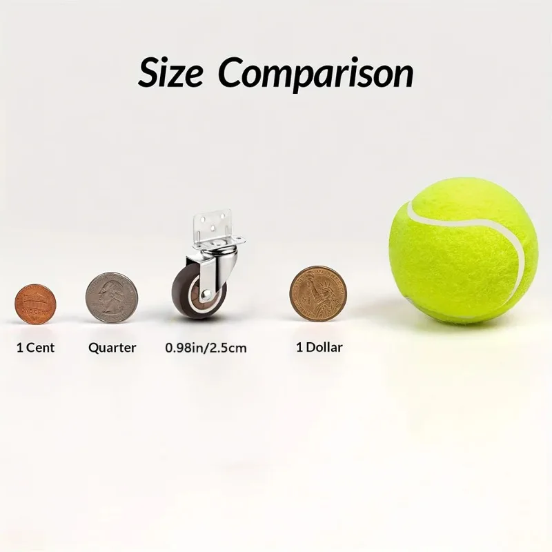 4 Pcs L-Shaped Side Mount Caster Wheels, Soft Rubber Castors Swivel Caster Wheels - Image 10