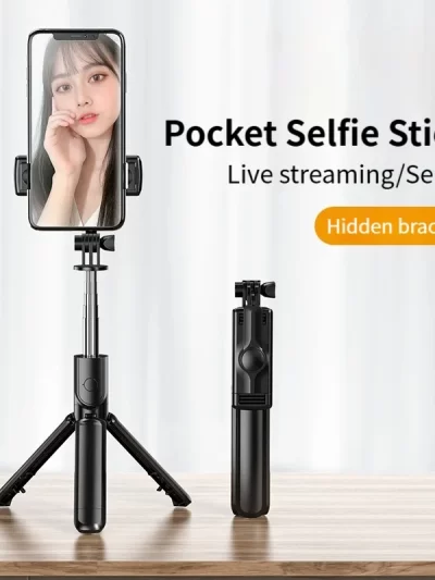 Portable Wireless Selfie Stick Extendable Tripod Stand With Bluetooth Remote for iPhone Android Vlog Live Streaming Bracket