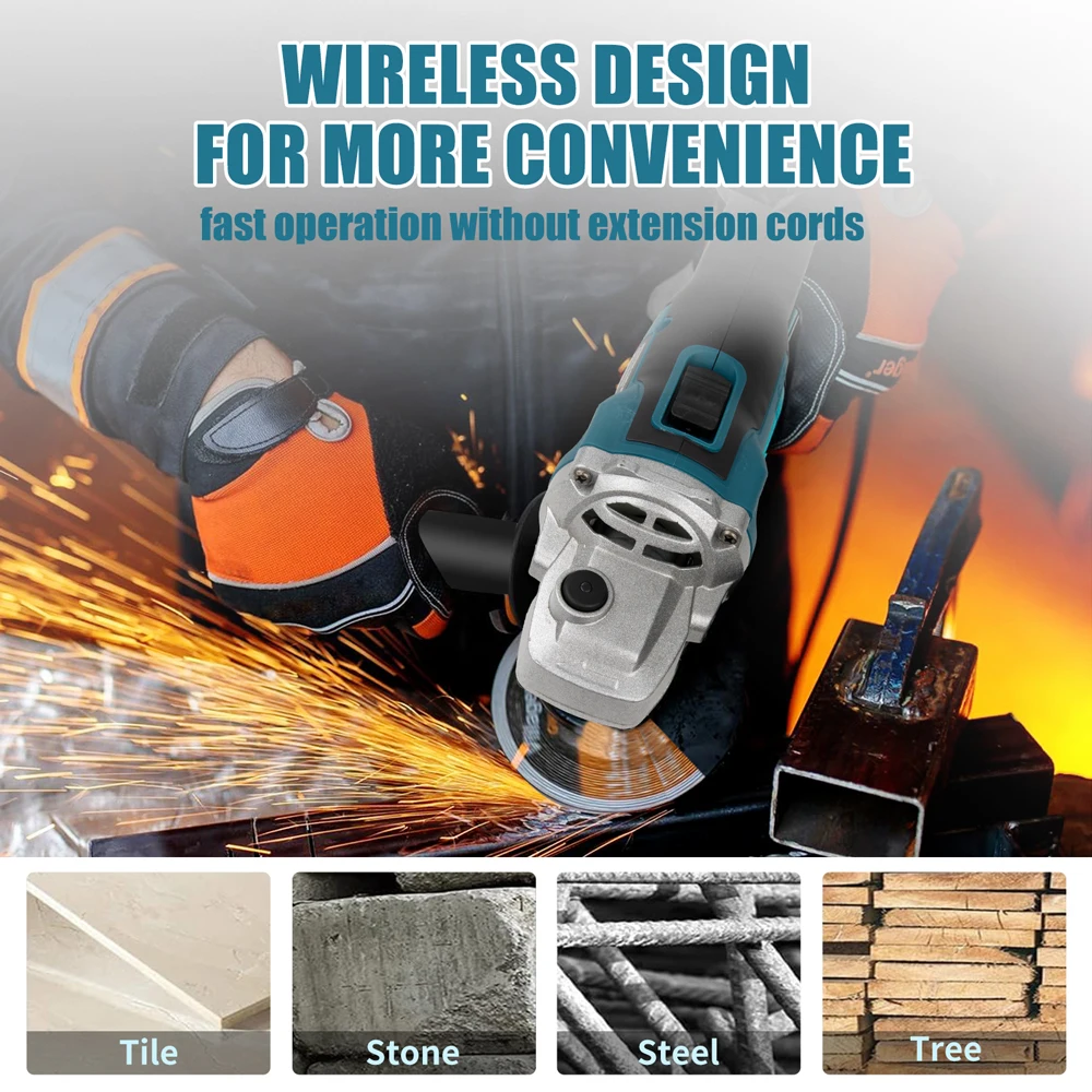 HILDA 21V Brushless Angle Grinder Brushless Polishing Machine Handheld Rechargeable Electric Power Tools for Makita Battery - Image 5