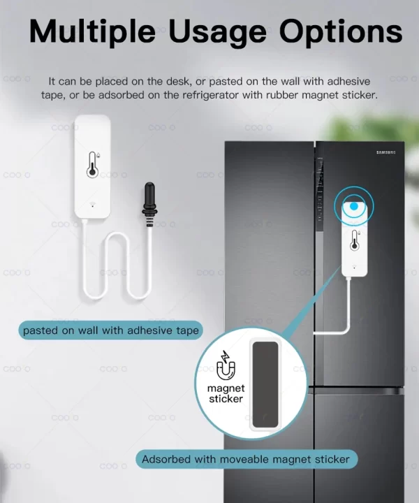 Tuya WiFi Temperature Humidity Sensor with External Probe Wireless Thermometer App Monitor for Freezer, Refrigerator, Fish Tank - Image 8