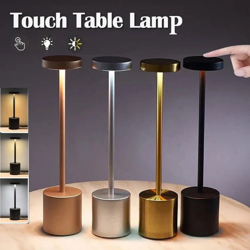 Classic Table Lamp USB Rechargeable Night Light Stepless Dimming Touch Desk Lamp 3 Colors