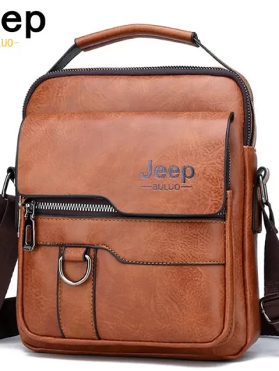 JEEP BULUO Luxury Brand Men Crossbody Messenger Bags Business Casual Handbag Male PU Shoulder Bag Large Capacity