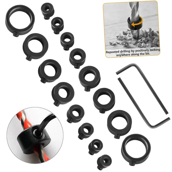 Steel Drill Stop Collar Kit - Metric Adjustable Depth Limiter Rings - Image 11