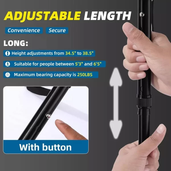 Collapsible Telescopic Folding Cane Elder Cane LED Walking Trusty Sticks Elder Crutches - Image 13