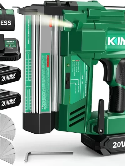 18 Gauge Nail Gun Cordless with Battery 2.0Ah X 2, 1000pcs Nails and Staples, 2 Firing Modes, 180 Nails/min, Adjustable Nailing