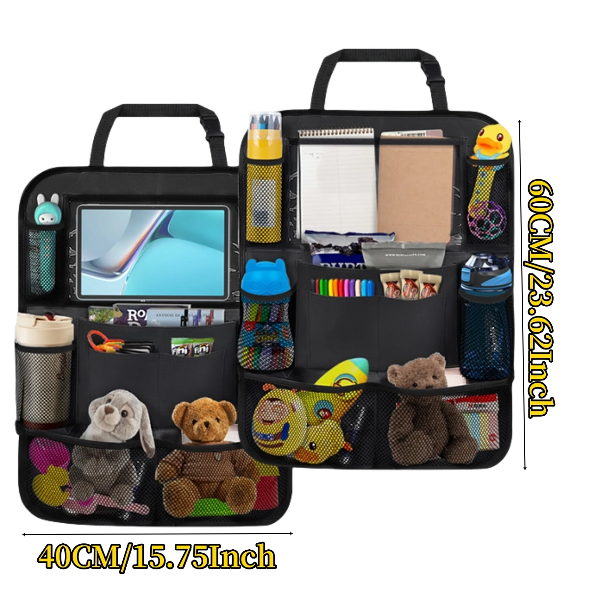 Car Seat Back Organizer 10 Storage Pockets with Touch Screen Tablet Holder - Image 2