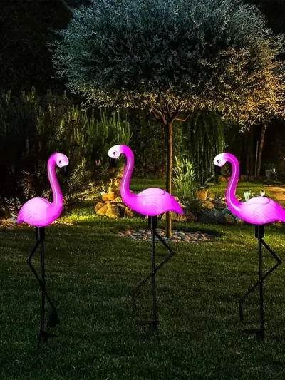 1 Pc Outdoor Solar Lights Flamingo Garden Led Stake Light Pathway