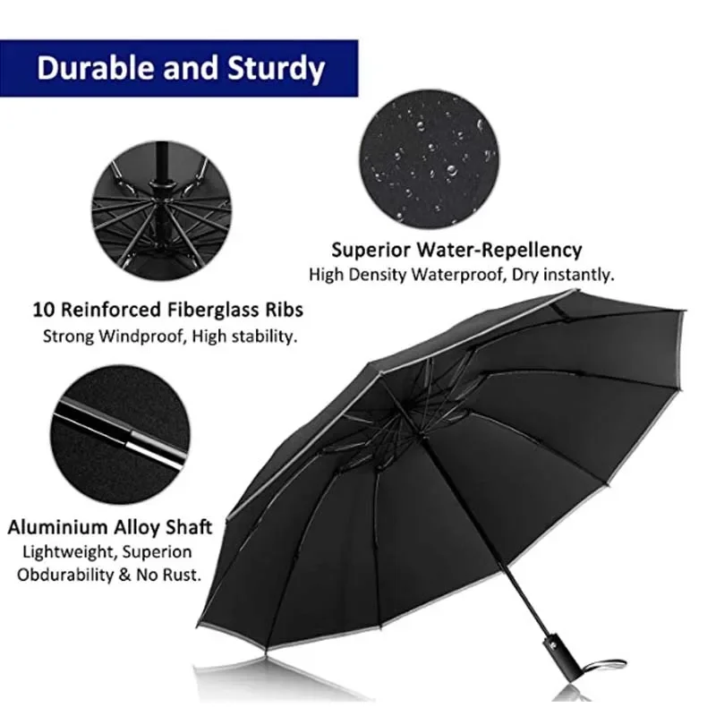 Men Women Umbrella Fully Automatic Reverse Folding Umbrella with Windproof Reflective Stripe UV Umbrellas - Image 17