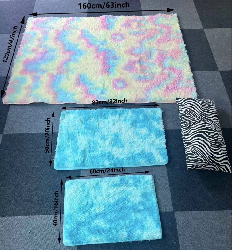 VIKAMA Silk Wool Rugs Children's Room Living Room Bedroom Tie-Dye Non-Slip Washable - Image 25
