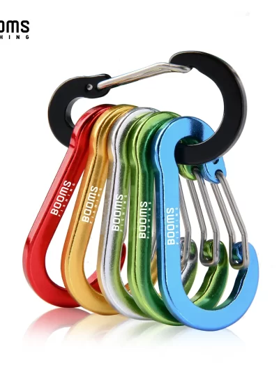 Booms Fishing CC1 6Pcs Aluminum Alloy Carabiner Keychain Outdoor Camping Climbing Snap Clip