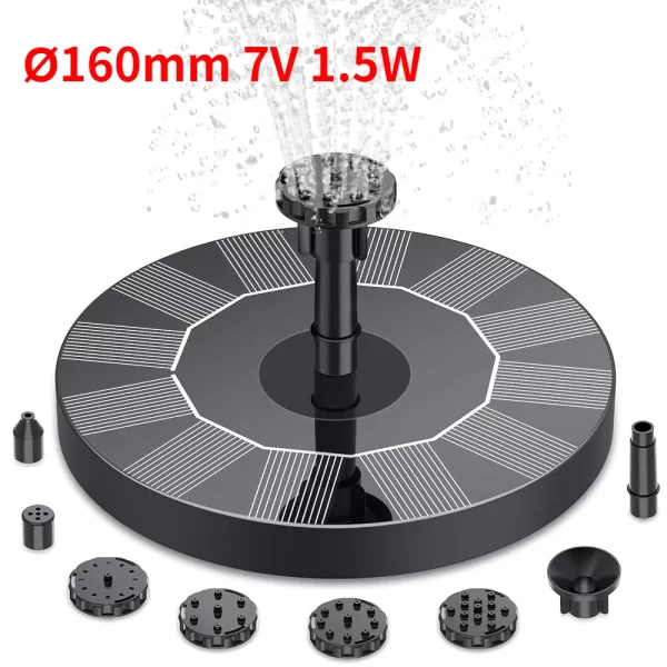 1W/1.5W/2.5W Outdoor Solar Fountain Suitable for Garden Pond Solar Fountain Pump Kit with 6 Nozzles - Image 8