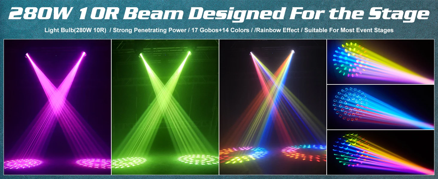 U'King 280W Beam Moving Head Light DMX512 16CH Rainbow Effect Pattern Light 10R 3in1 LED Stage Light - Image 8