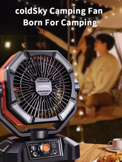 coldSky Camping Fan with 4 LED Lantern 8 Speeds Desk Fan 20000mAh Battery Portable Outdoor Fan