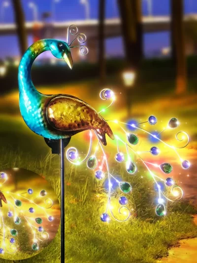 1 PC Peacock Animal-Shaped Solar Garden Lamp Outdoor Decorative Lighting Automatic Sensor Solar-Powered