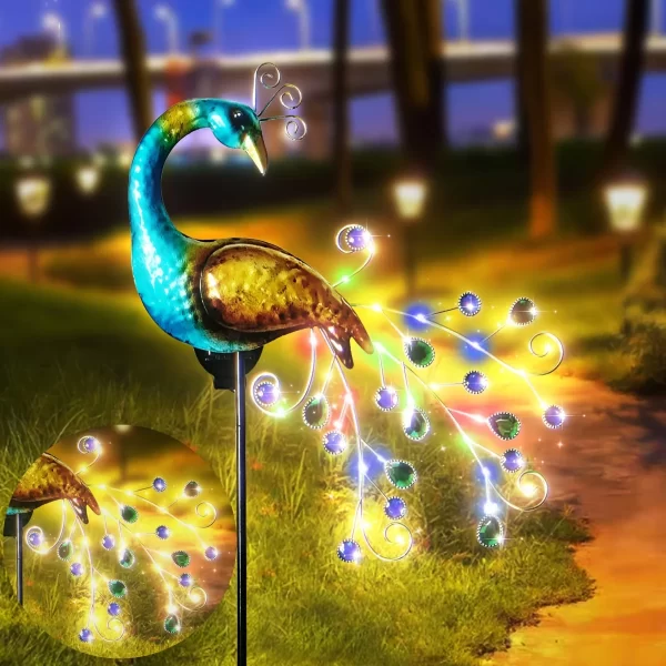 1 PC Peacock Animal-Shaped Solar Garden Lamp Outdoor Decorative Lighting Automatic Sensor Solar-Powered