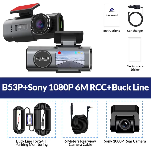 Dash Cam 4K GPS WIFI APP 24H Night Vision Mini Optional Rear Lens Dashcam Car DVR Video Recorder Camera For Car Black Box - Image 31