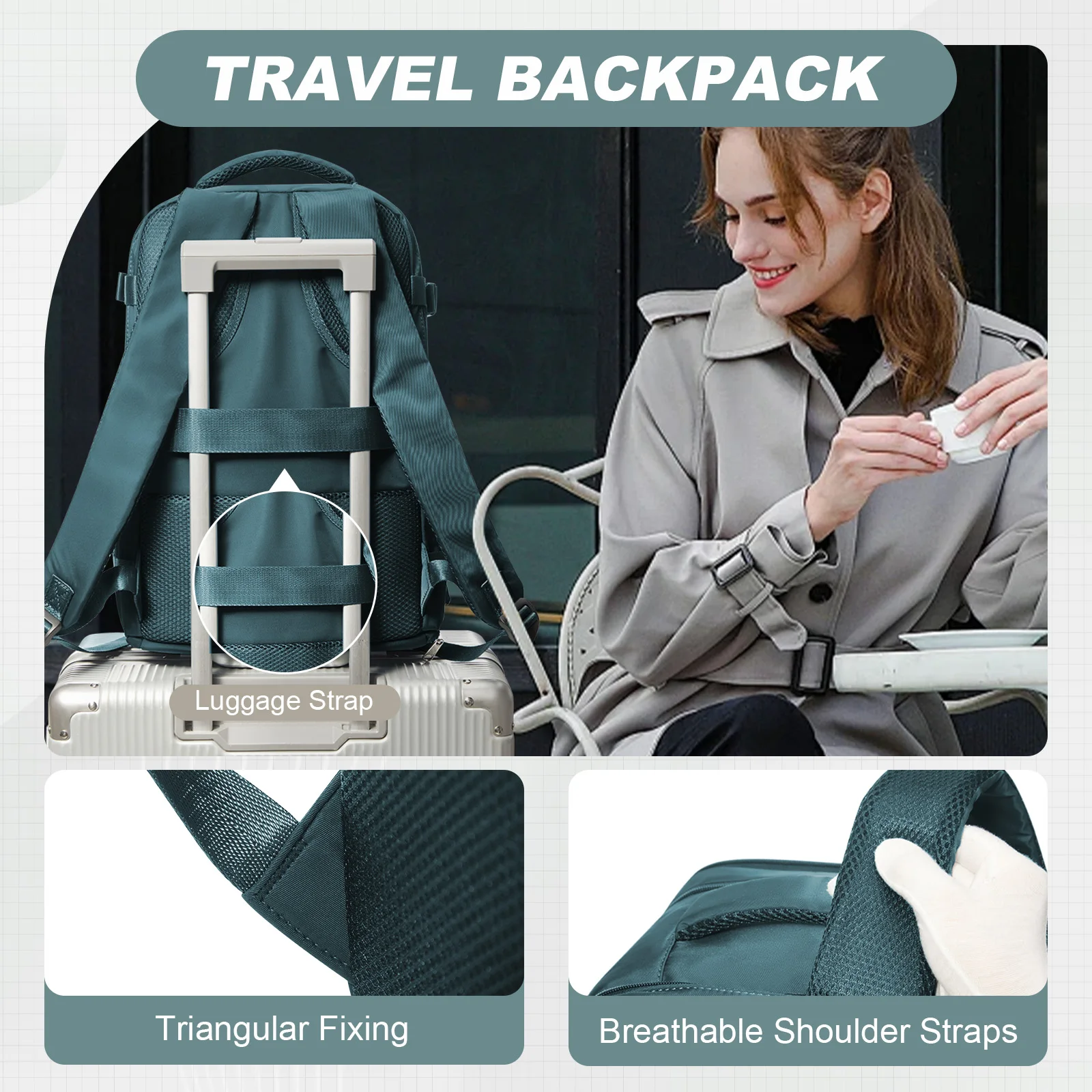Easyjet Cabin Bag 45x36x20 Backpack, 40x20x25 Ryanair Carry-Ons, Women/Men Aeroplane Travel Backpack - Image 17
