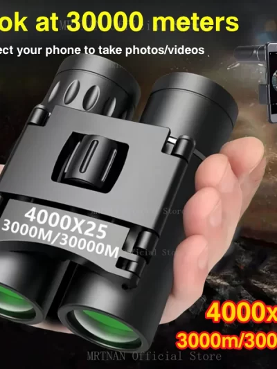 4000X25 HD Portable Powerful Binoculars Monocular Long Range BAK4 Telescope Folding Optics