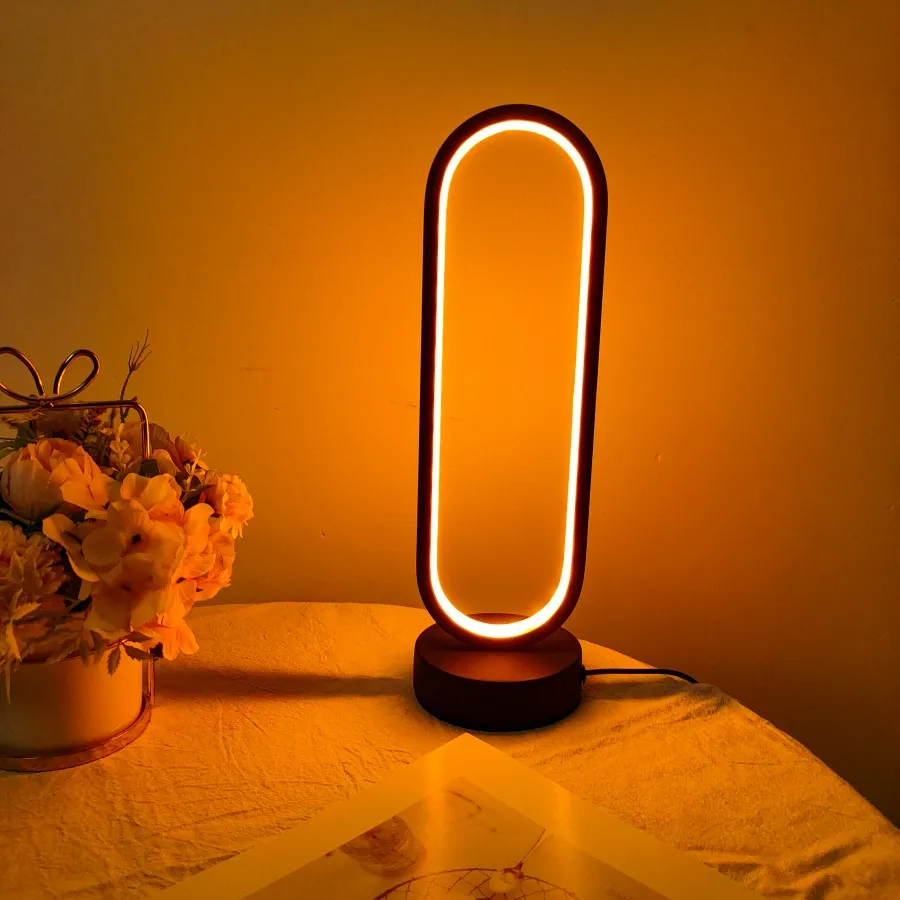 1PC Lamp bedroom Ring Lamp Living Room Three-color Dimming Bedside Lamp LED Night Light - Image 8