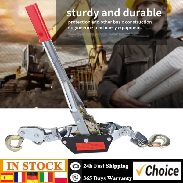 2/4T Wire Rope Hand Power Puller Tighten Tool Mini Tightener Double Hook Lifting Tool Gear Winch Puller Heavy Duty Power Puller