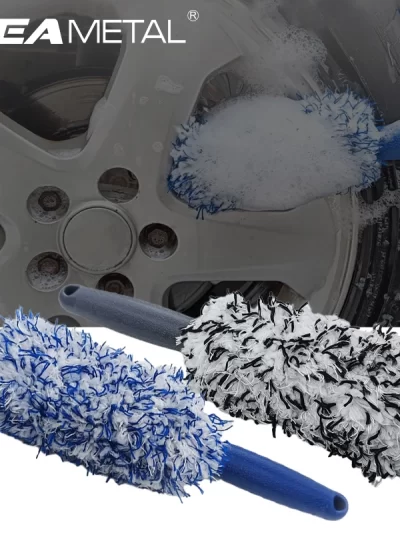 SEAMETAL Plush Car Wheel Hub Brush Anti-Slip Plastic Handle Auto Wheel Tire Rim Brush Cleaning Tool Car Washing Accessories