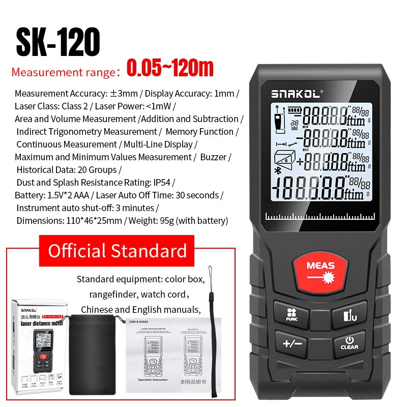 Snakol Laser Distance Meter 50m 70m 100m 120m Rangefinder Profesional Range Finder Digital Tape Measure - Image 9