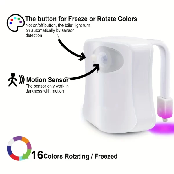 Toilet Night Light PIR Motion Sensor LED Light Toilet Bowl Light Washroom Night Lamp Battery-powered 7 Colors - Image 4