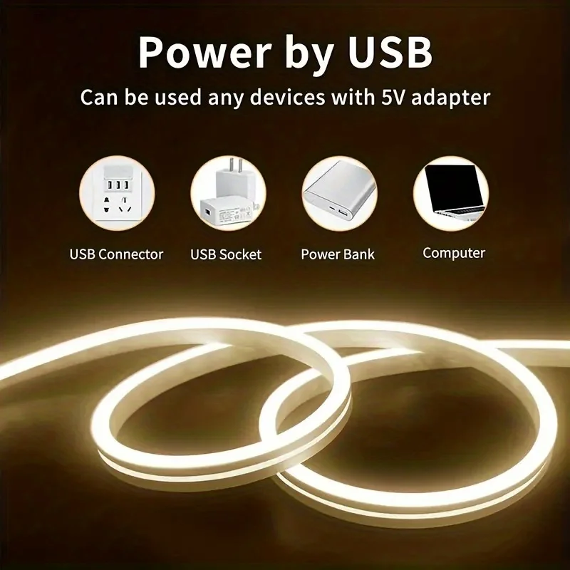 LED Strip Neon Light USB DC 5V Dimmable Touch Sensor Switch Flexible Silicone Neon Sign Tape Waterproof - Image 13
