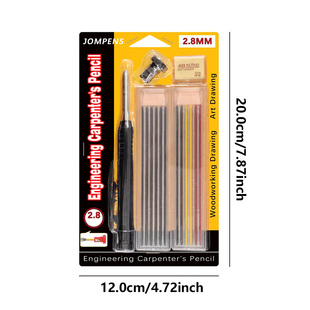 Solid Carpenter Pencil Set Deep Hole Marking Tool Pen Built In Pencil Sharpener Carpenter Lead Core - Image 5