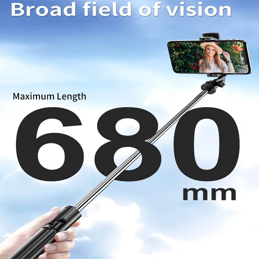 Portable Wireless Selfie Stick Extendable Tripod Stand With Bluetooth Remote for iPhone Android Vlog Live Streaming Bracket - Image 4
