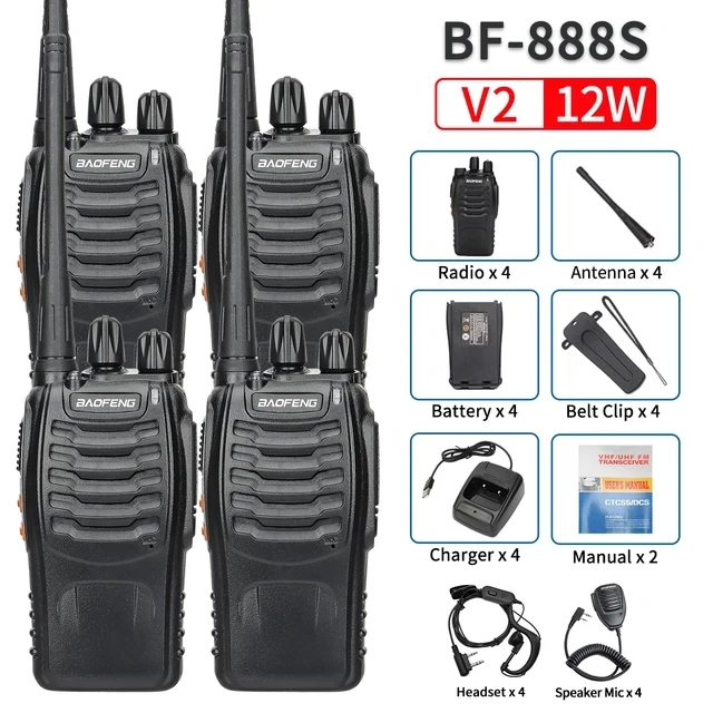 2/4PCS Baofeng BF-888S V2 Walkie Talkie Dual Band Portable Long Range UHF 400-470MHz USB/EU/US Ham Two Way Radio - Image 7