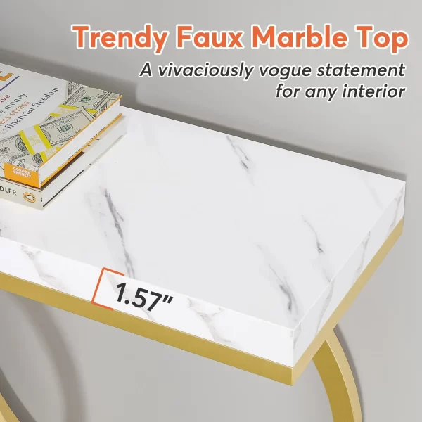 Tribesigns Gold Console Table, 55 inch Faux Marble Entryway Table Narrow Long Sofa Table - Image 5