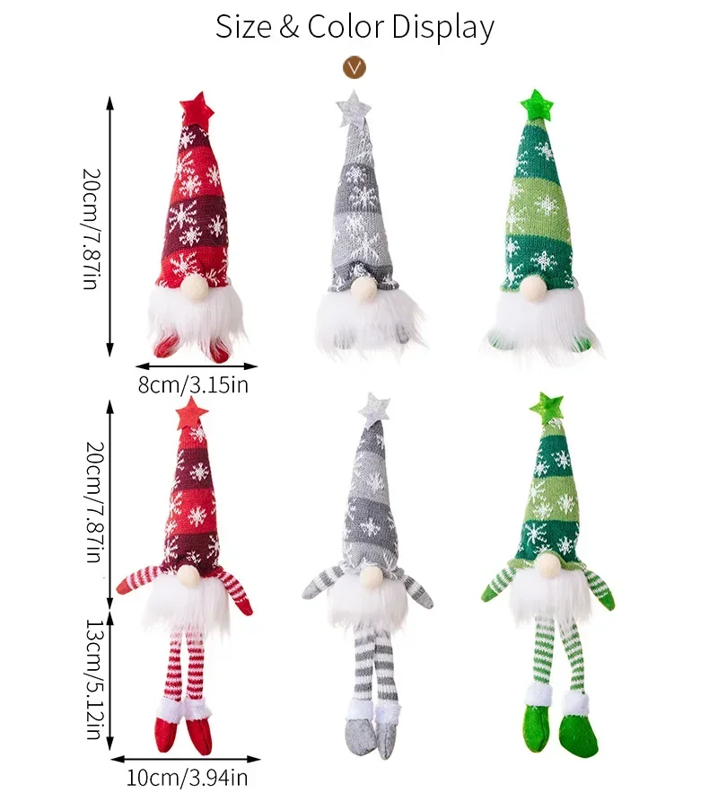 Christmas Faceless Doll Gnome Ornaments LED Light Plush Knitting Crafts Tree Pendant Christmas Decorations - Image 6
