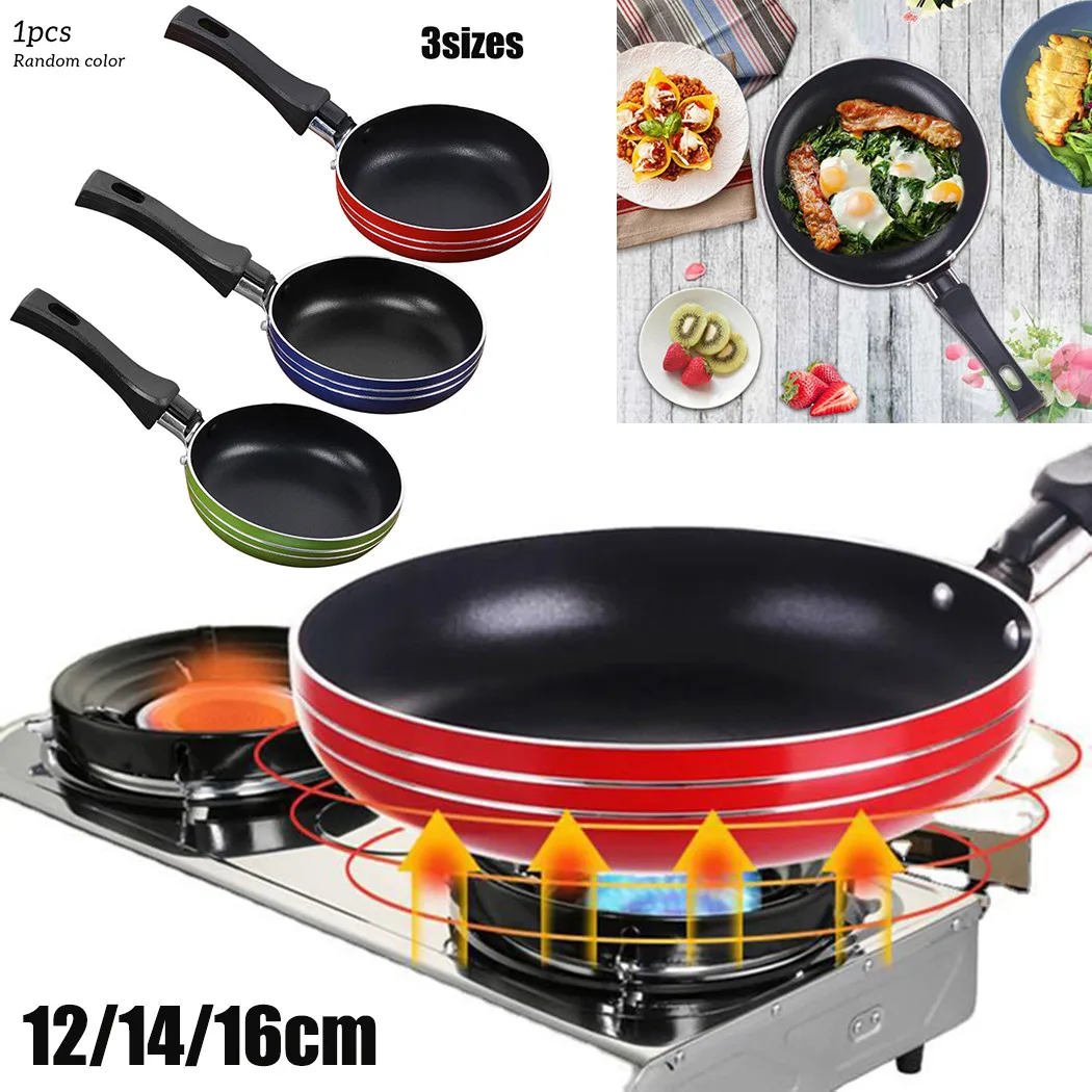 12cm/14cm/16cm Mini Frying Pan Non-Stick Steel Frypan Pot Saucepan - Image 2