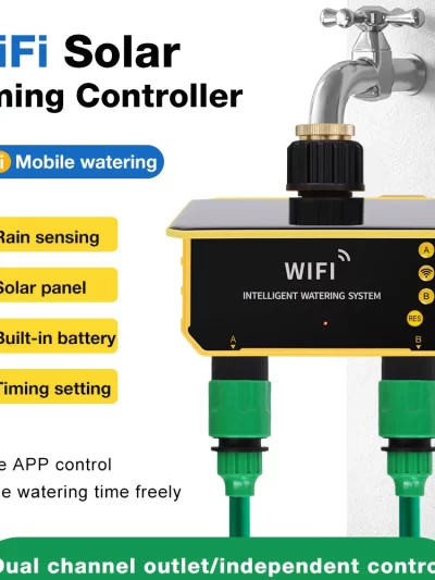 New 1/2 Outlets Solar Irrigation Timer Smart APP Control Automatic Irrigation System Outdoor Water Timer Garden Watering Tool 