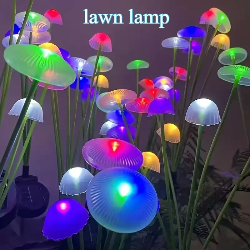 Solar 6LEDS Jellyfish Lights Mushroom Lights Solar Lights Waterproof Firefly Light