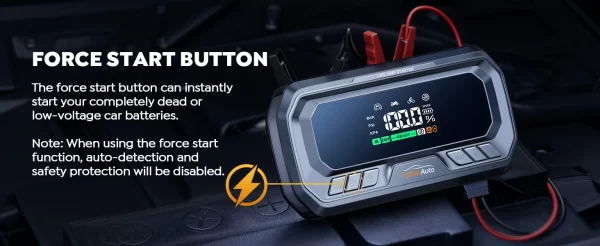 Yaber 4 In 1 6000A Jump Starter PD65W Power Bank 160PSI Air Compressor Tire Pump Portable Charger Car Booster Starting Device - Image 11