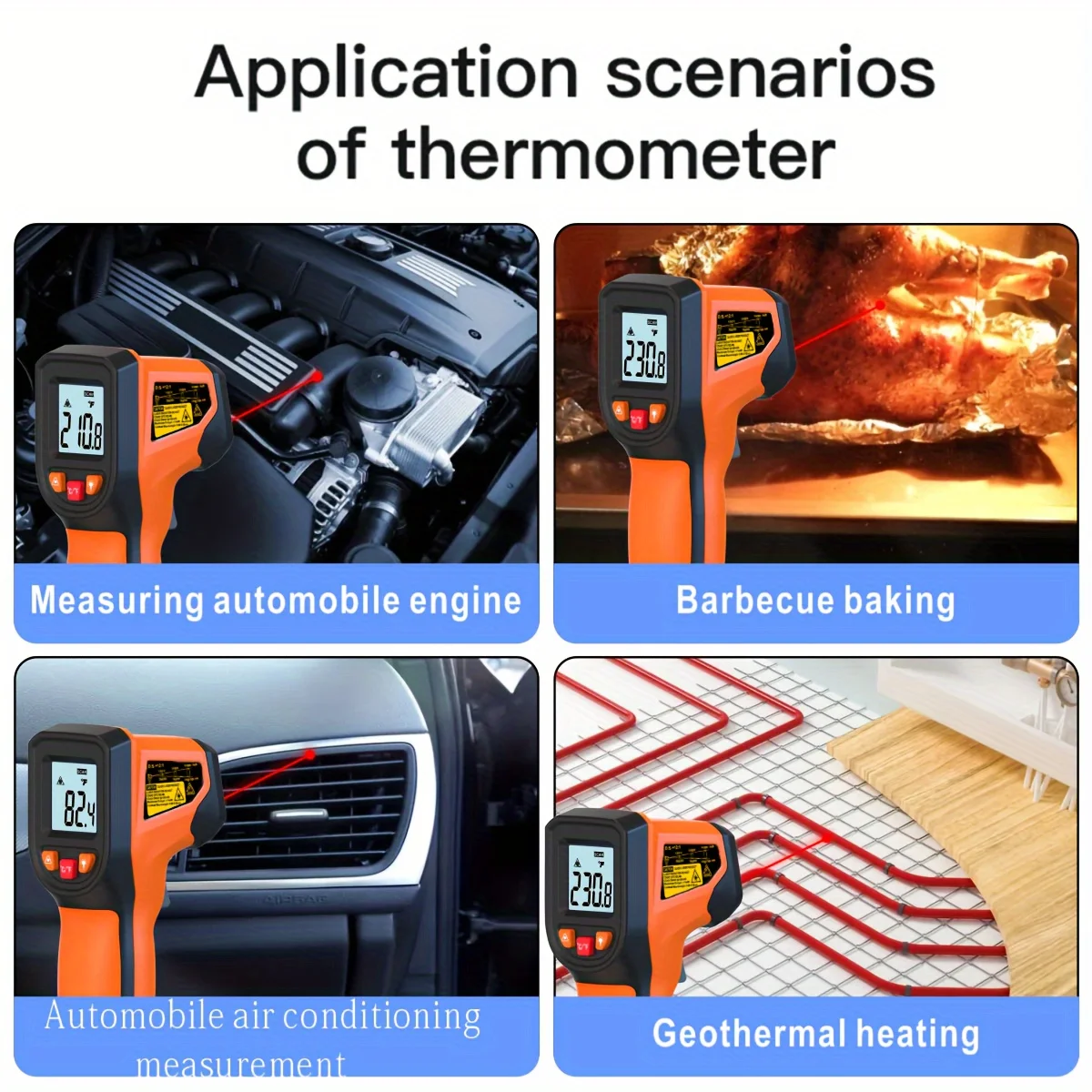 NJTY T600T600A Laser Temperature Gun Infrared Thermometer Sensor Handheld Non-contact IR LCD - Image 6