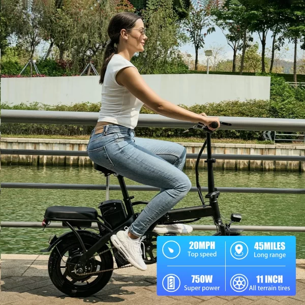 14inch Road Tires Cheap Bicimoto Electrica with Basket 48V 400W Folding Ebike Carbon Steel Lightweight - Image 5