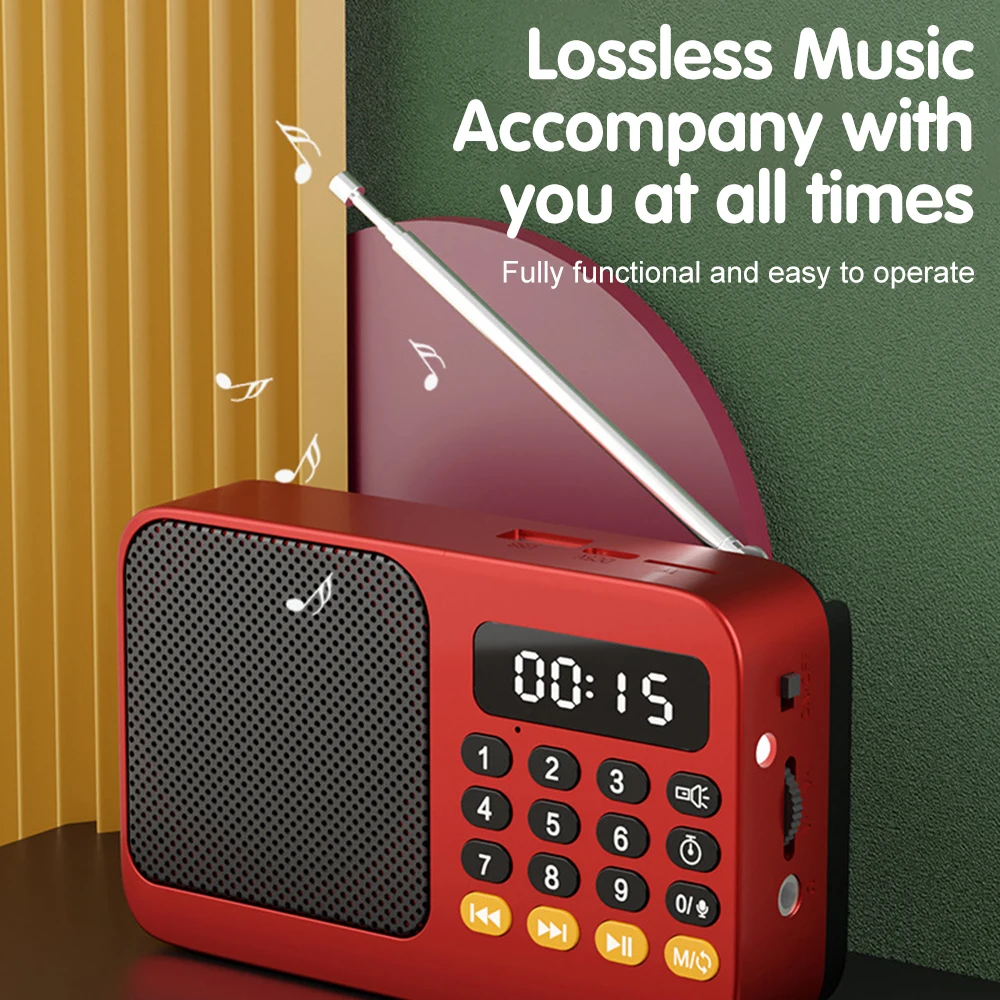 Portable Radio Music Player Handheld Rechargeable Digital FM USB TF MP3 Player Speaker - Image 5