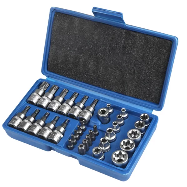 34pcs Torx Bit Socket and E-Torx Star Socket Set 1/4" 3/8" 1/2" Drive Male Female - Image 7