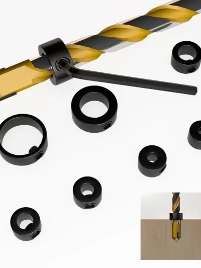 9Pcs 3-16mm Drill Depth Stop Bit Collar Set Adjustable Positioner Limit Ring The Stopper Set-Screws