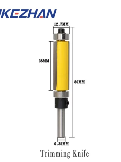 Flush Trim Router Bit with Top and Bottom Bearing 1‑1/2inch H * 1/4inch Shank